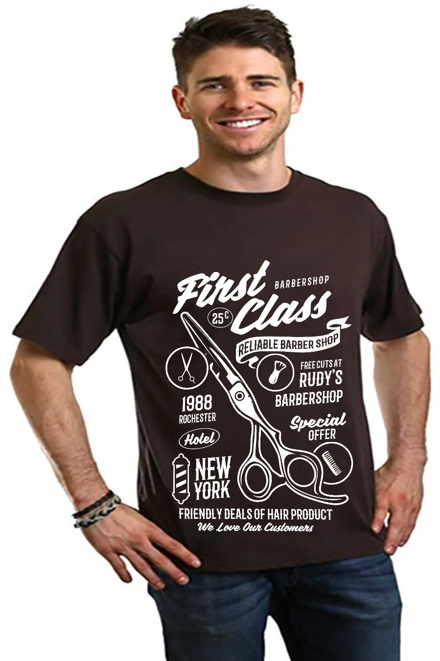 First Class Barber Men's Bamboo Viscose/Organic Cotton Short Sleeve Graphic T-Shirt - The7Letter