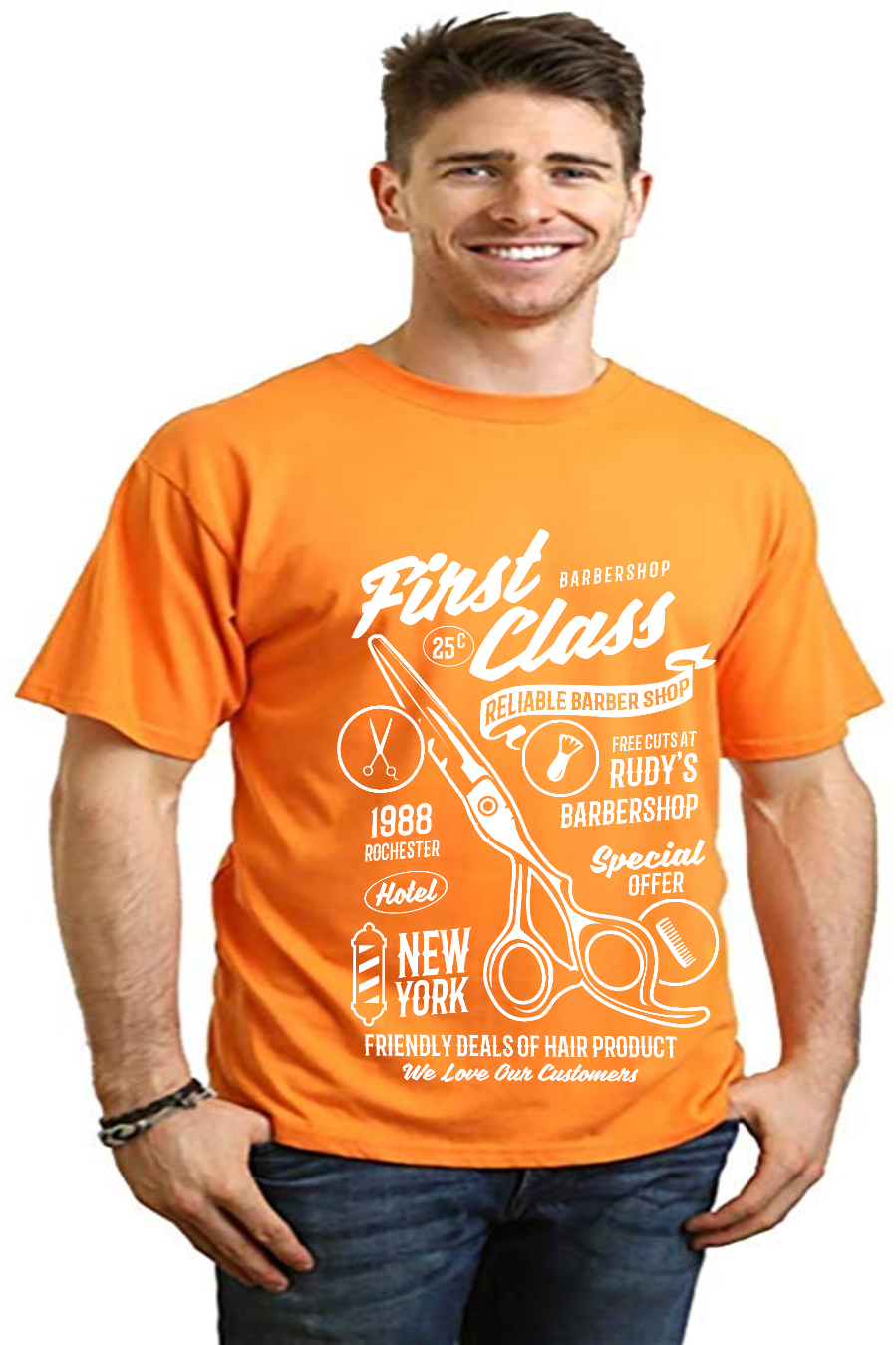 First Class Barber Men's Bamboo Viscose/Organic Cotton Short Sleeve Graphic T-Shirt - The7Letter