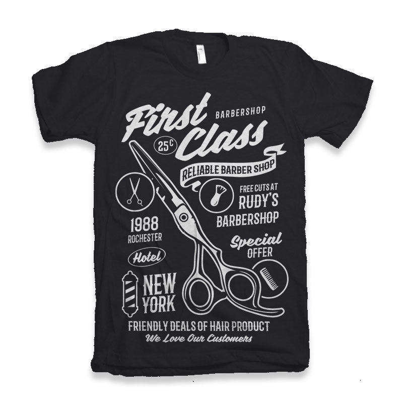 First Class Barber Men's Bamboo Viscose/Organic Cotton Short Sleeve Graphic T-Shirt - The7Letter