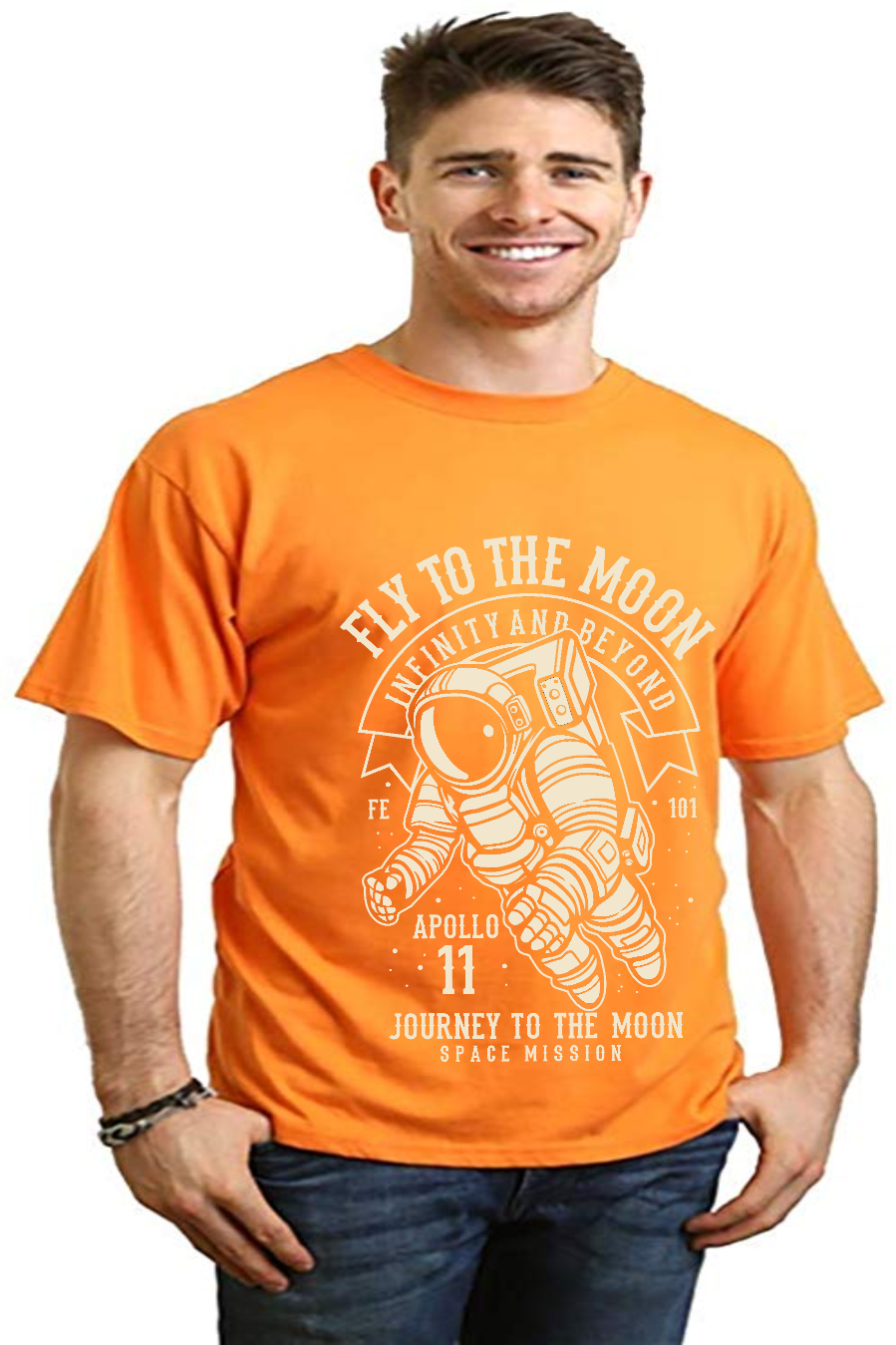 Fly To The Moon Men's Bamboo Viscose/Organic Cotton Short Sleeve Graphic T-Shirt - The7Letter