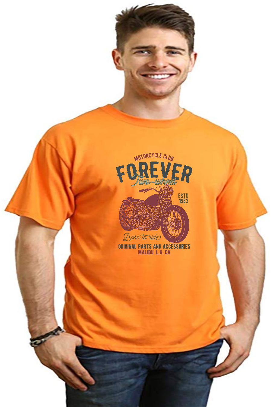 FOREVER TWO WHEEL Men's Bamboo Viscose/Organic Cotton Short Sleeve Graphic T-Shirt - The7Letter