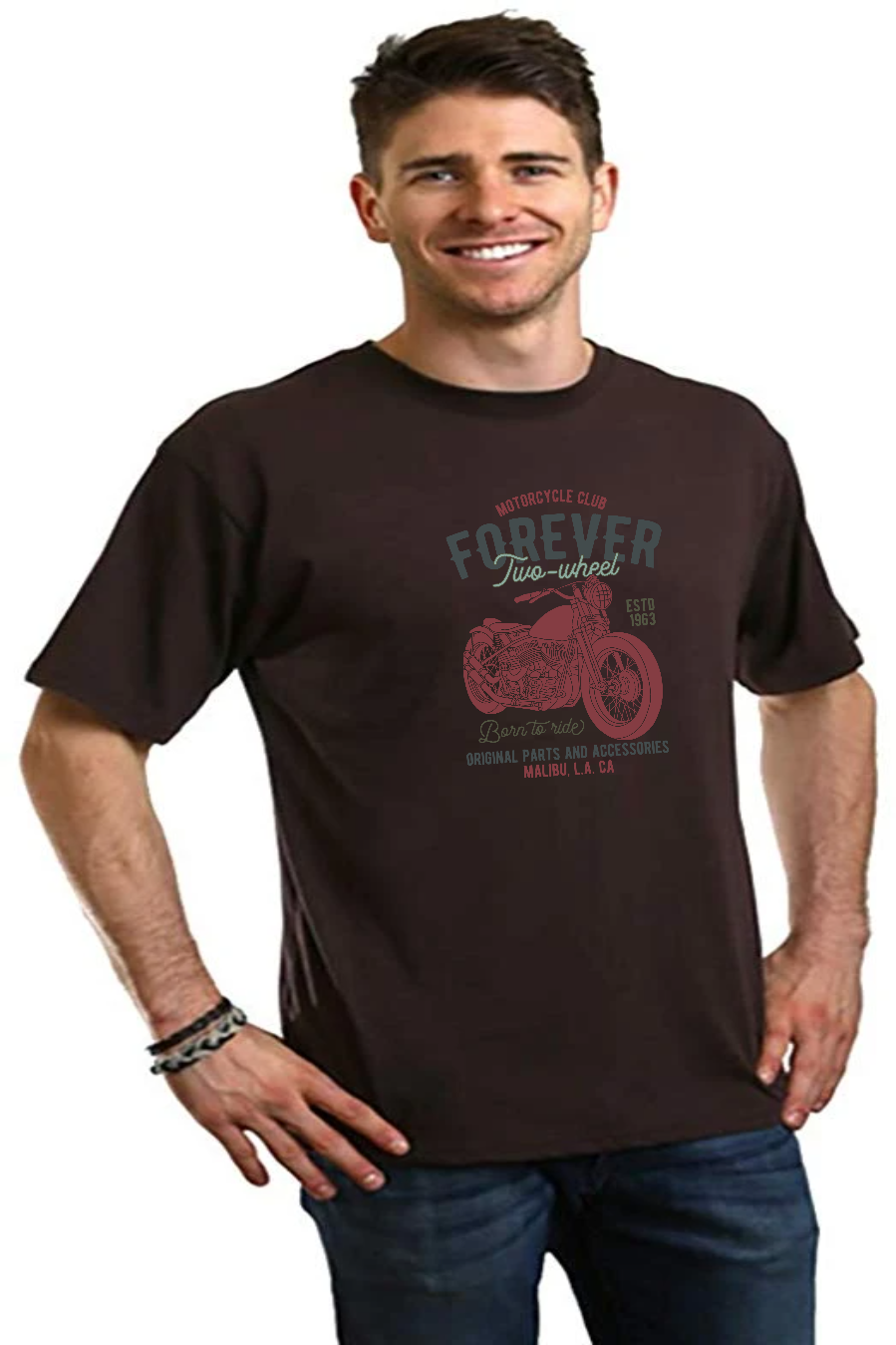 FOREVER TWO WHEEL Men's Bamboo Viscose/Organic Cotton Short Sleeve Graphic T-Shirt - The7Letter