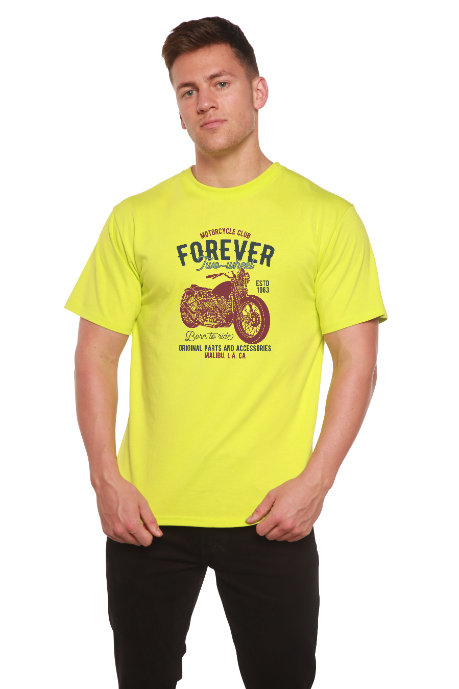 FOREVER TWO WHEEL Men's Bamboo Viscose/Organic Cotton Short Sleeve Graphic T-Shirt - The7Letter