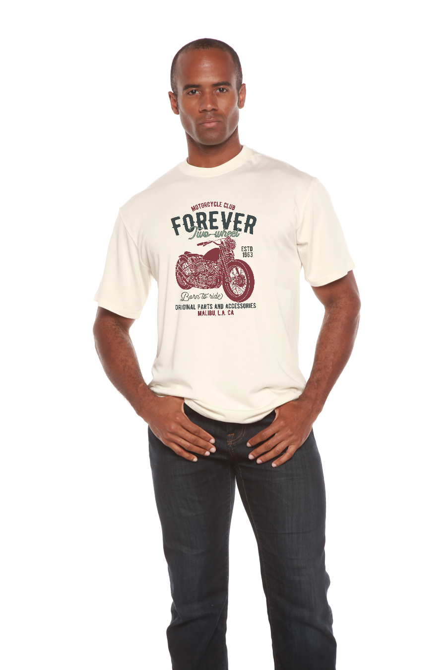 FOREVER TWO WHEEL Men's Bamboo Viscose/Organic Cotton Short Sleeve Graphic T-Shirt - The7Letter