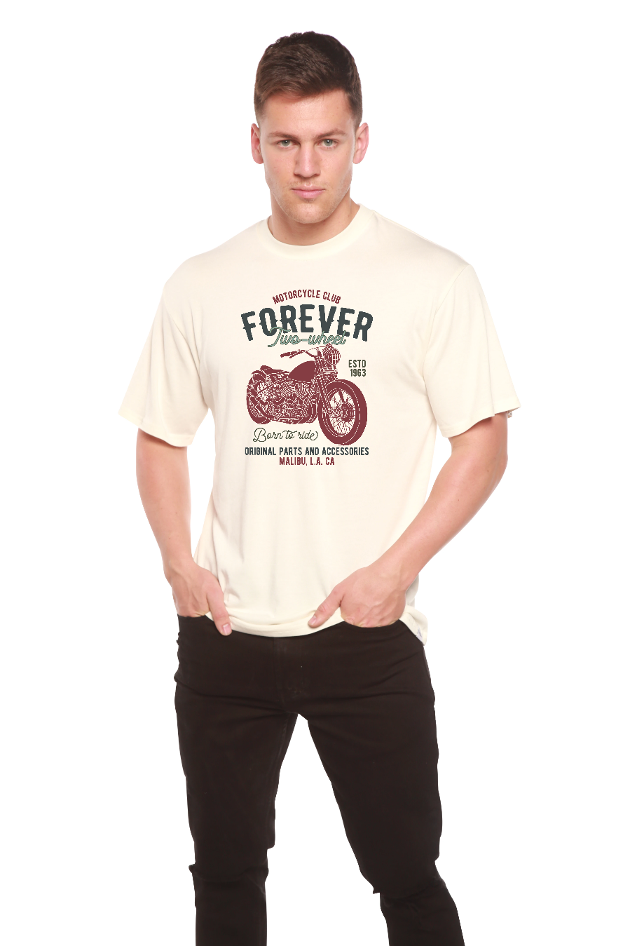 FOREVER TWO WHEEL Men's Bamboo Viscose/Organic Cotton Short Sleeve Graphic T-Shirt - The7Letter
