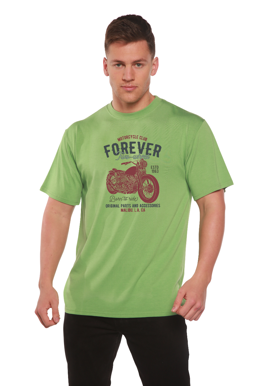 FOREVER TWO WHEEL Men's Bamboo Viscose/Organic Cotton Short Sleeve Graphic T-Shirt - The7Letter