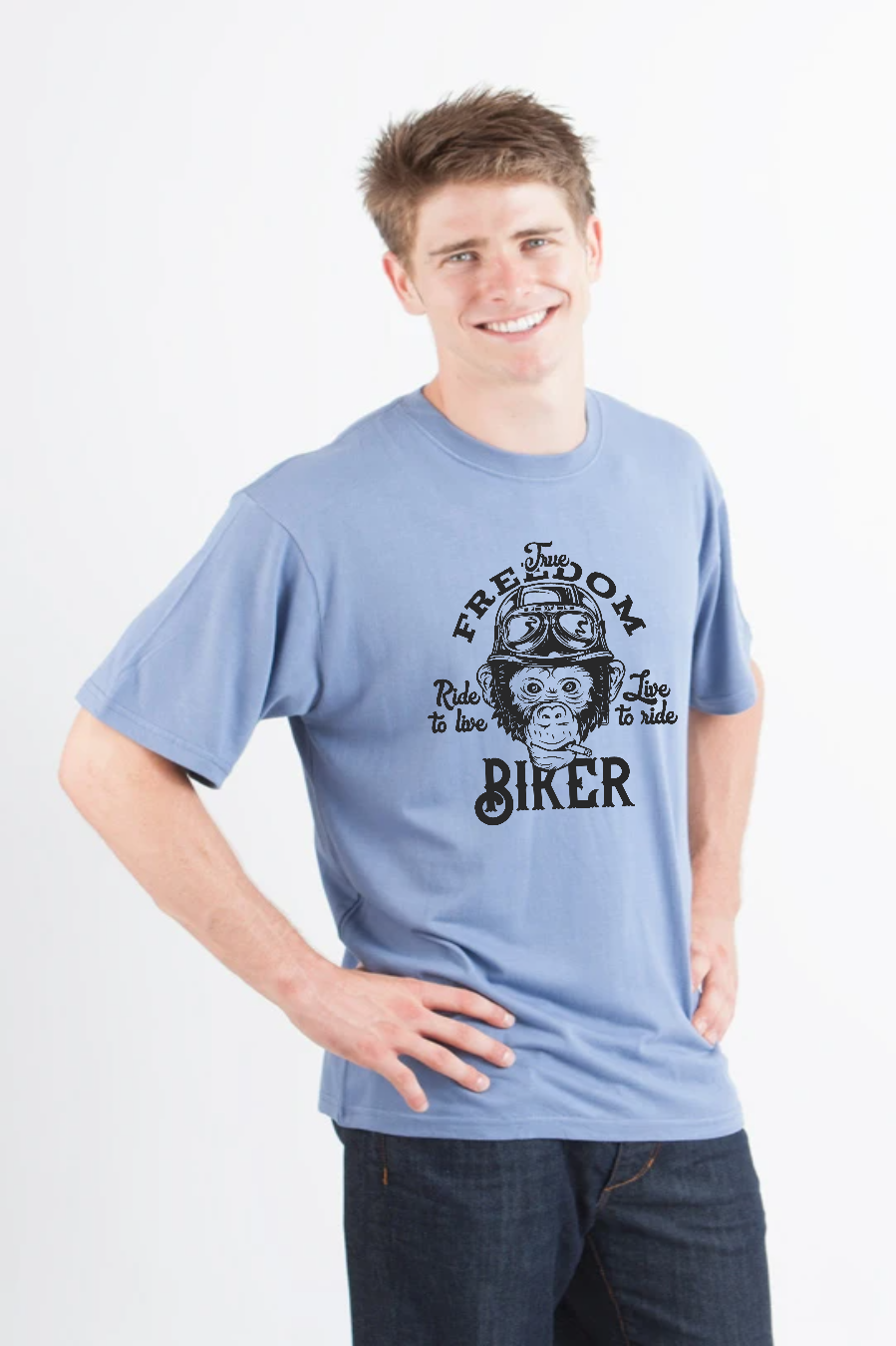 Freedom Biker Men's Bamboo Viscose/Organic Cotton Short Sleeve Graphic T-Shirt - The7Letter