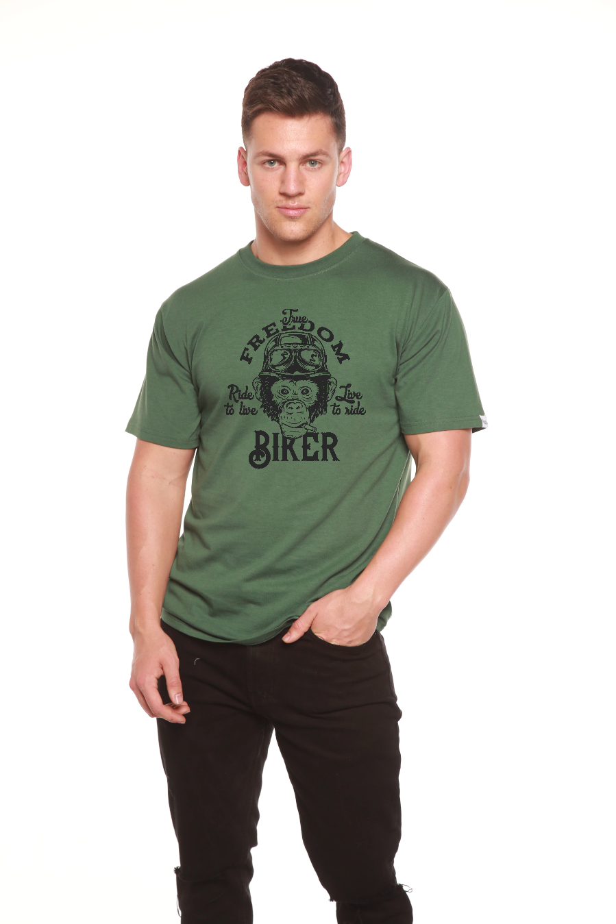 Freedom Biker Men's Bamboo Viscose/Organic Cotton Short Sleeve Graphic T-Shirt - The7Letter