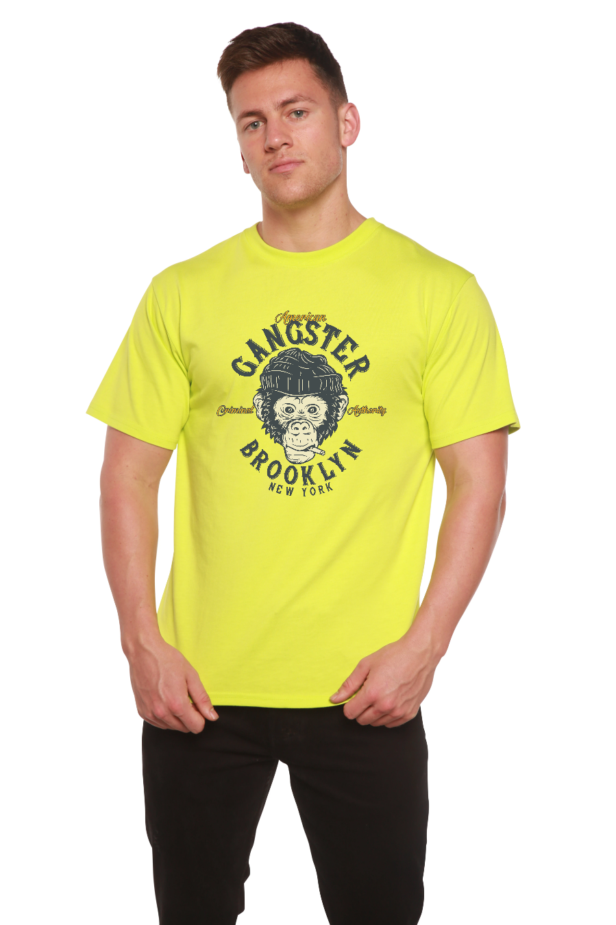 Gangster Brooklyn Men's Bamboo Viscose/Organic Cotton Short Sleeve Graphic T-Shirt - The7Letter