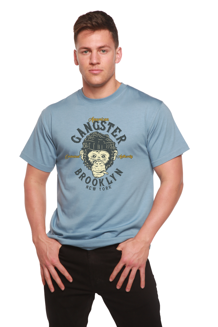 Gangster Brooklyn Men's Bamboo Viscose/Organic Cotton Short Sleeve Graphic T-Shirt - The7Letter