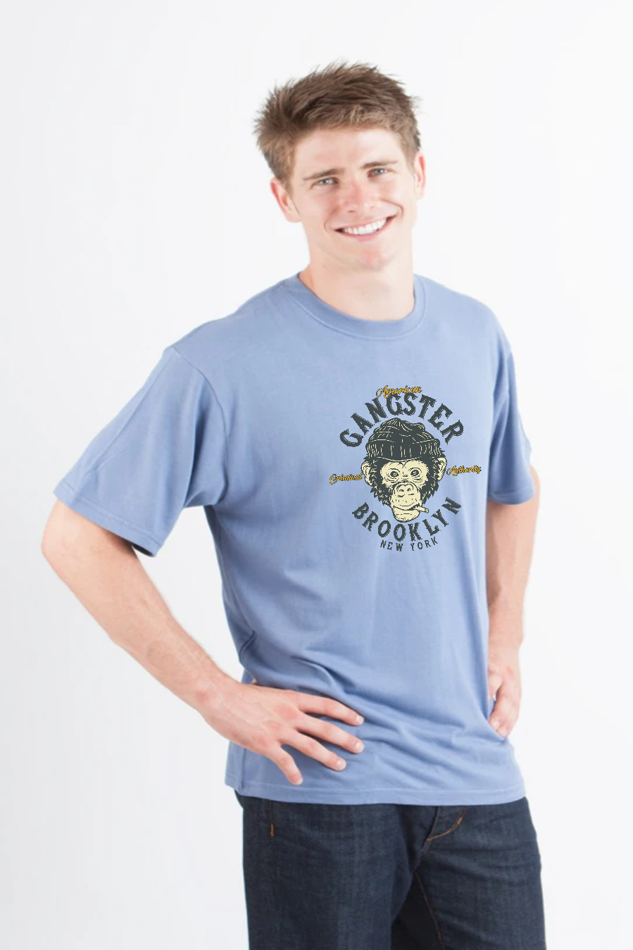 Gangster Brooklyn Men's Bamboo Viscose/Organic Cotton Short Sleeve Graphic T-Shirt - The7Letter