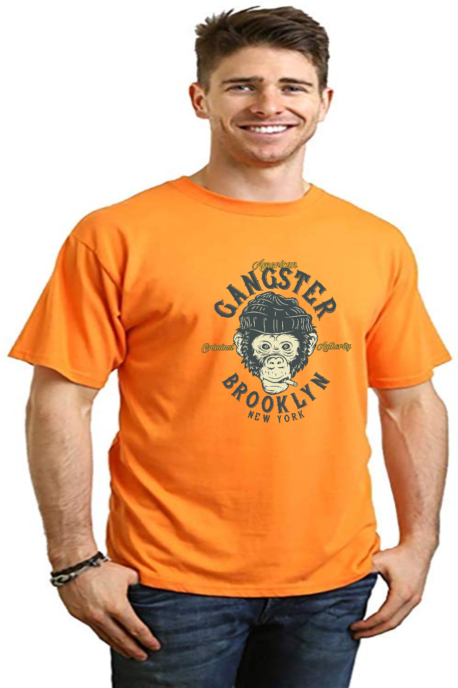 Gangster Brooklyn Men's Bamboo Viscose/Organic Cotton Short Sleeve Graphic T-Shirt - The7Letter