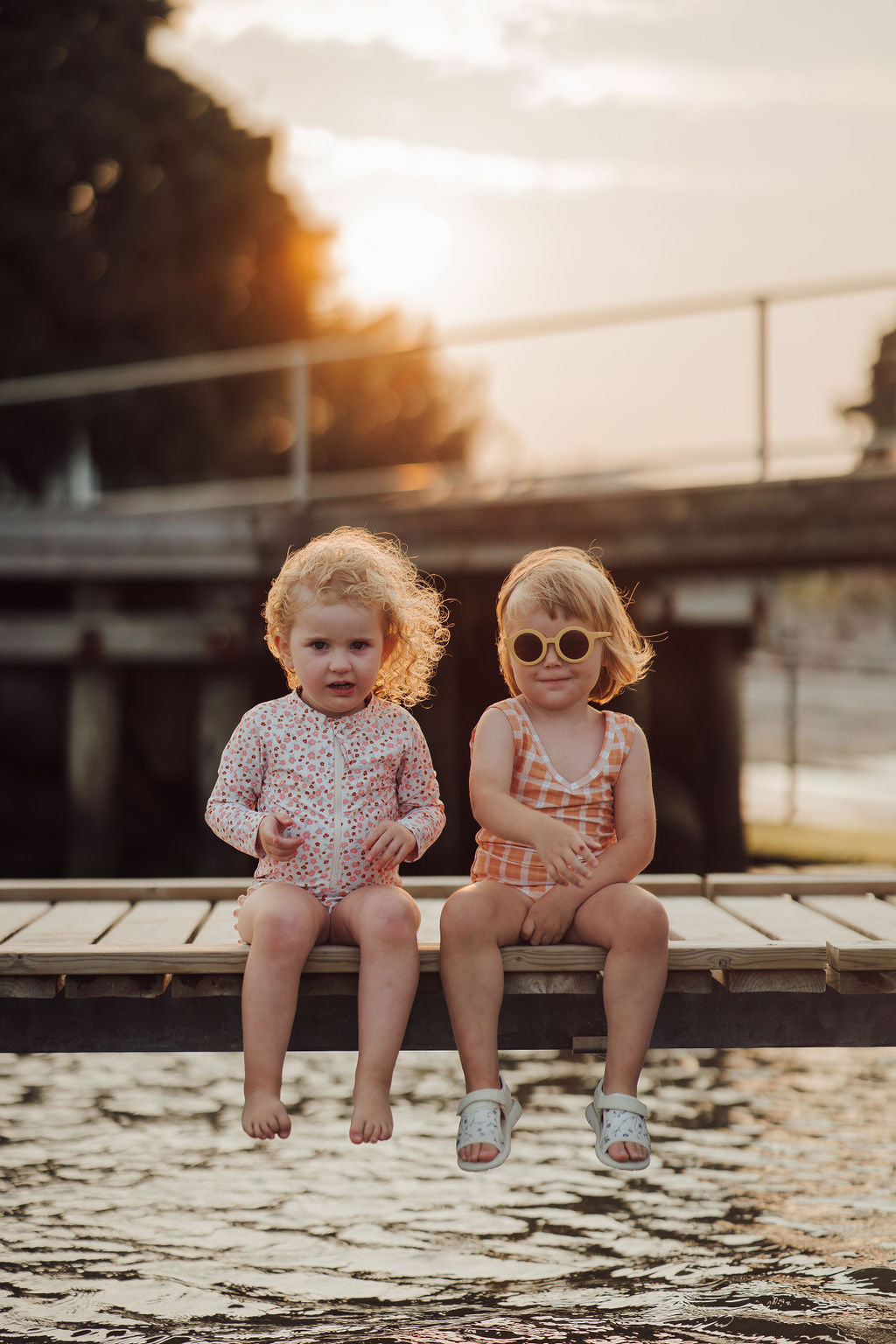 Long Sleeve Rashguard Ruffle Swimsuit | UPF + Recycled - Sunset Meadow - The7Letter