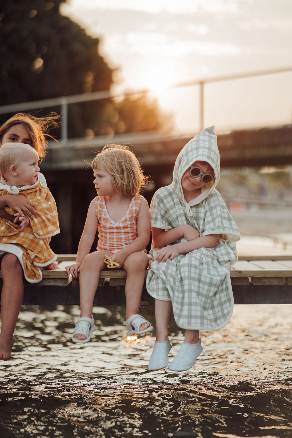 Bathing  Towel Poncho | Organic Cotton - Fern Plaid - The7Letter