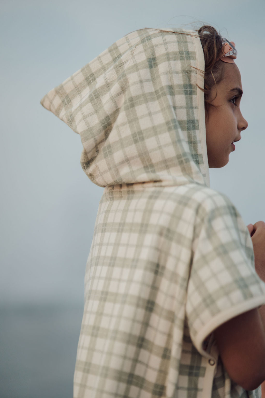 Bathing  Towel Poncho | Organic Cotton - Fern Plaid - The7Letter