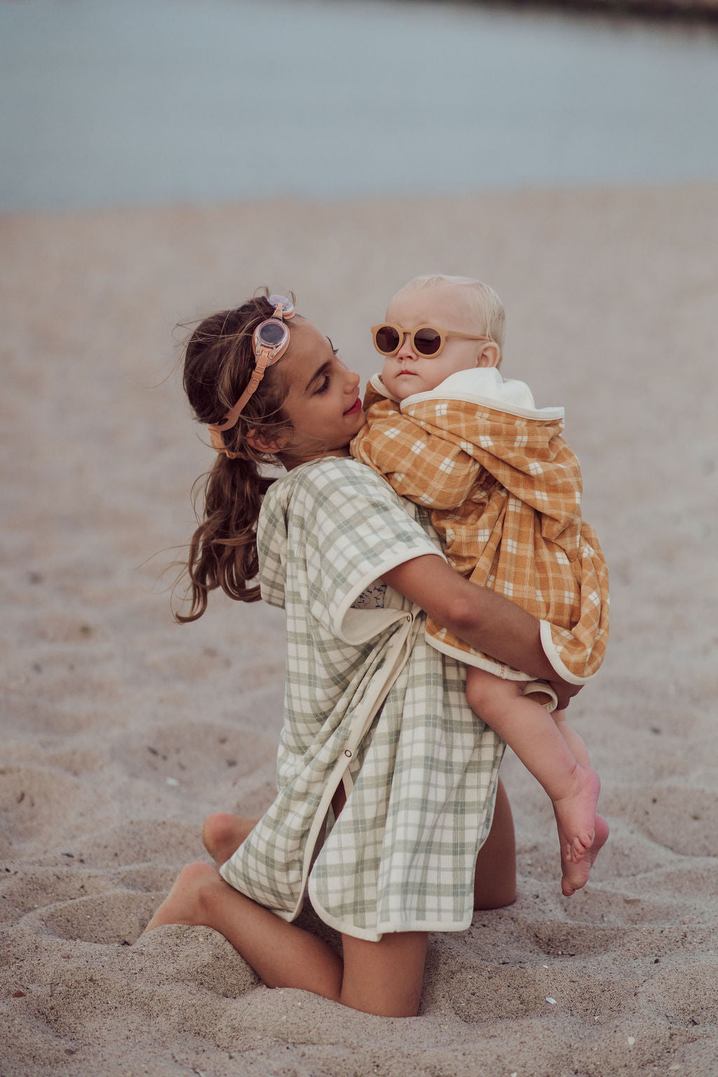 Bathing  Towel Poncho | Organic Cotton - Fern Plaid - The7Letter