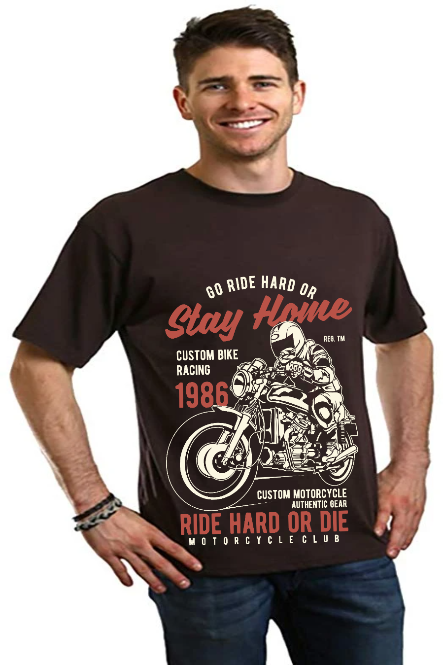 Go Ride Hard Men's Bamboo Viscose/Organic Cotton Short Sleeve Graphic T-Shirt - The7Letter
