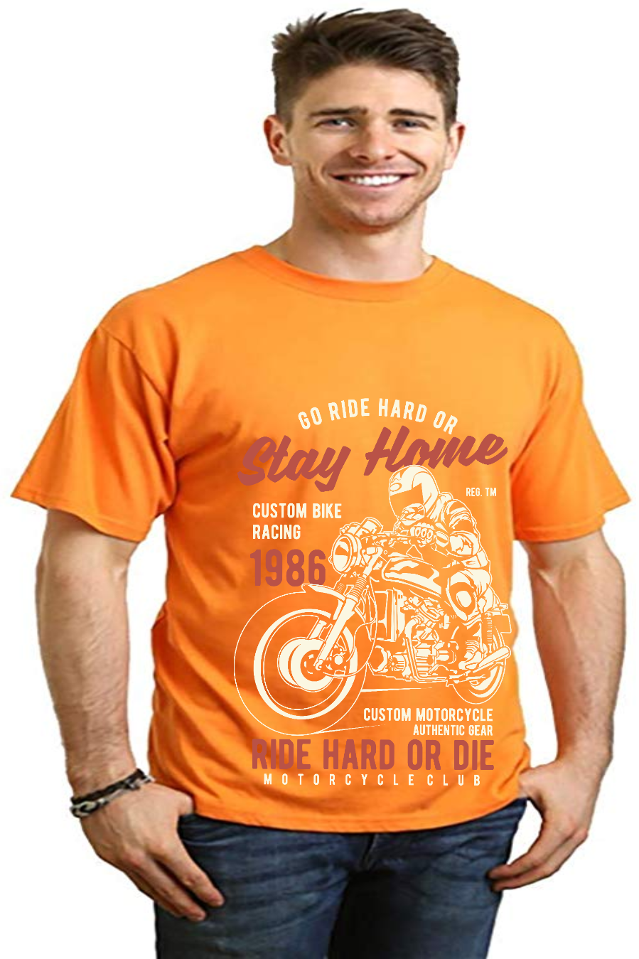 Go Ride Hard Men's Bamboo Viscose/Organic Cotton Short Sleeve Graphic T-Shirt - The7Letter