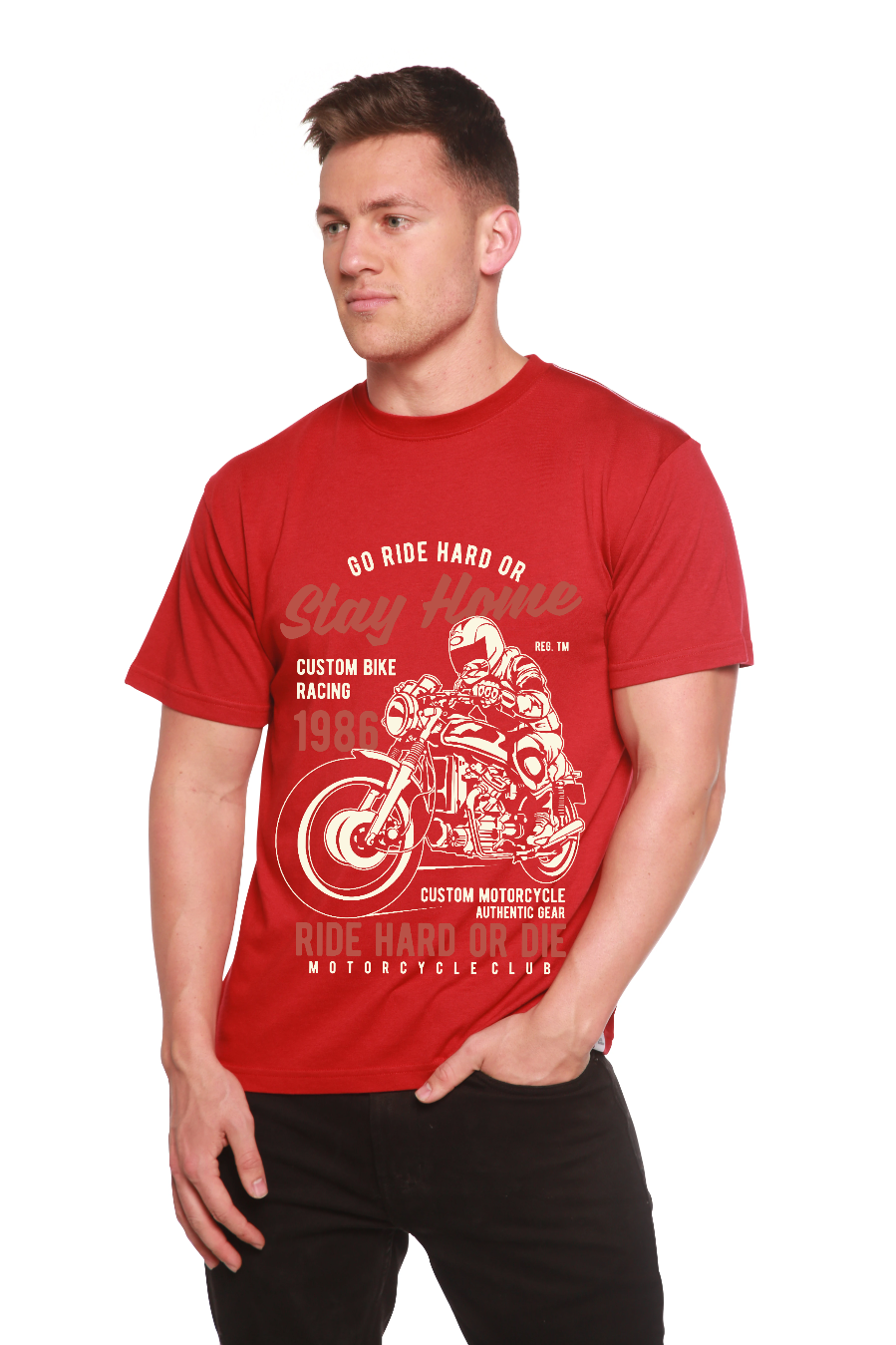 Go Ride Hard Men's Bamboo Viscose/Organic Cotton Short Sleeve Graphic T-Shirt - The7Letter