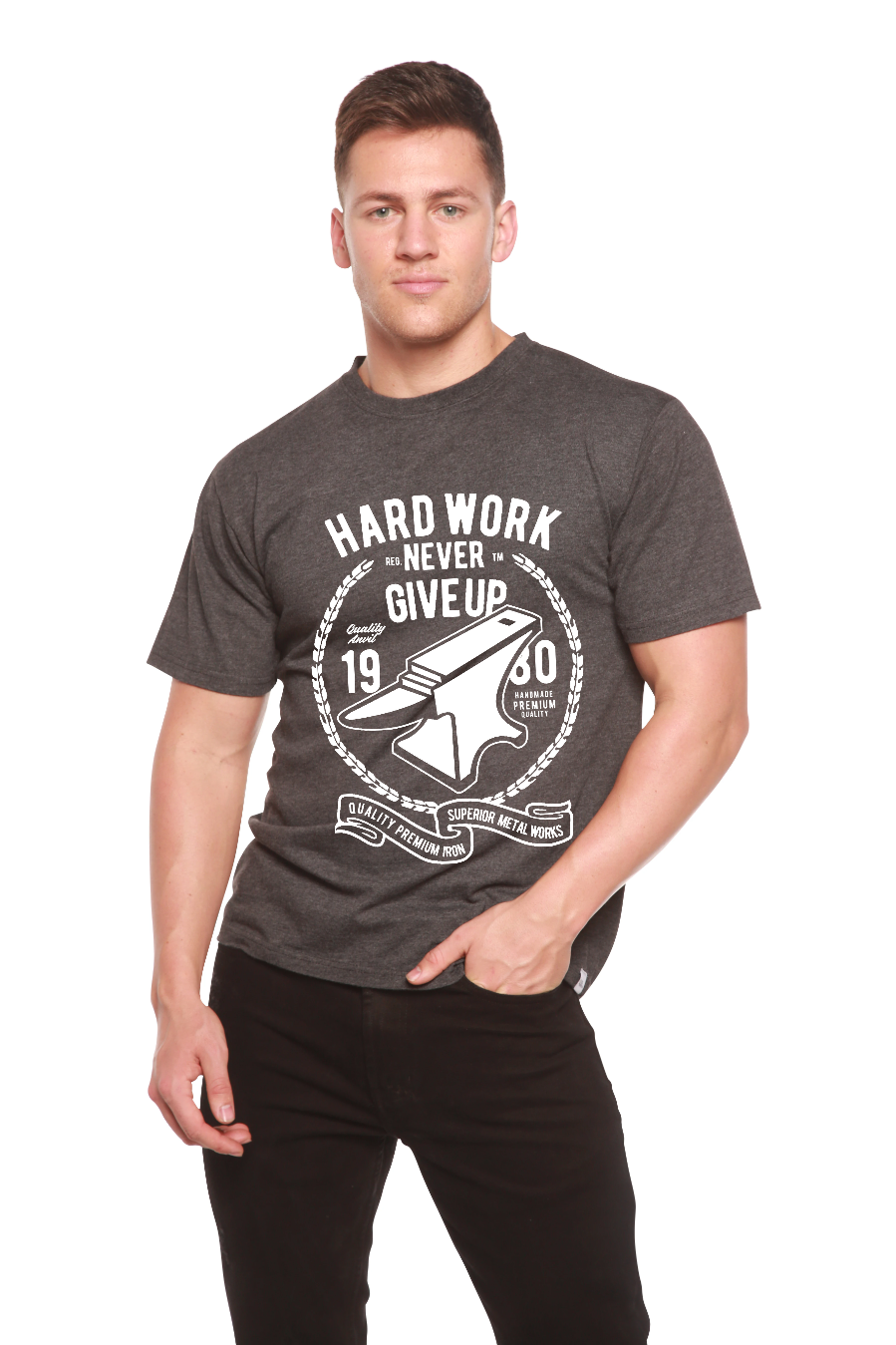 Hard Work Anvil Men's Bamboo Viscose/Organic Cotton Short Sleeve Graphic T-Shirt - The7Letter