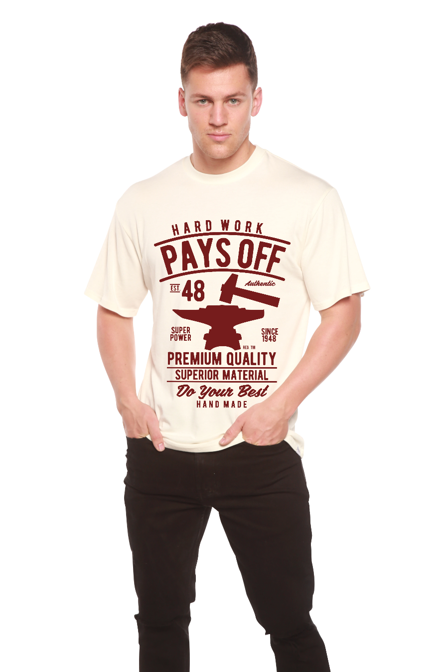 Hard Work Pays Men's Bamboo Viscose/Organic Cotton Short Sleeve Graphic T-Shirt - The7Letter