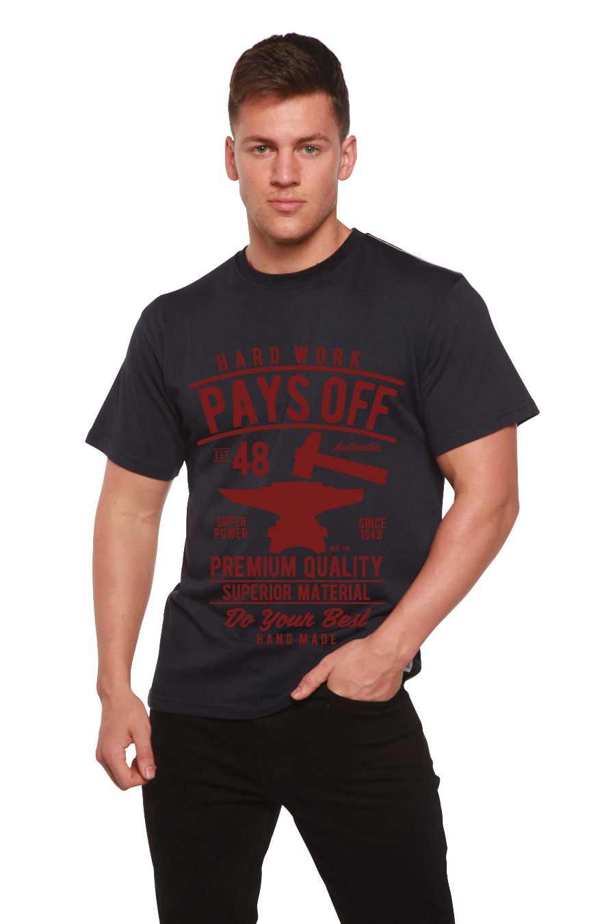 Hard Work Pays Men's Bamboo Viscose/Organic Cotton Short Sleeve Graphic T-Shirt - The7Letter