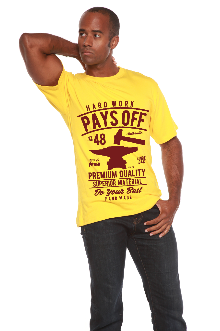 Hard Work Pays Men's Bamboo Viscose/Organic Cotton Short Sleeve Graphic T-Shirt - The7Letter