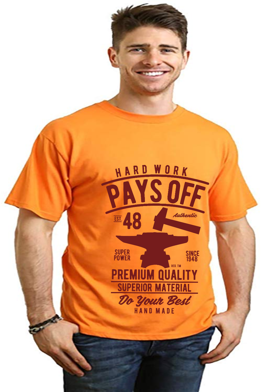 Hard Work Pays Men's Bamboo Viscose/Organic Cotton Short Sleeve Graphic T-Shirt - The7Letter