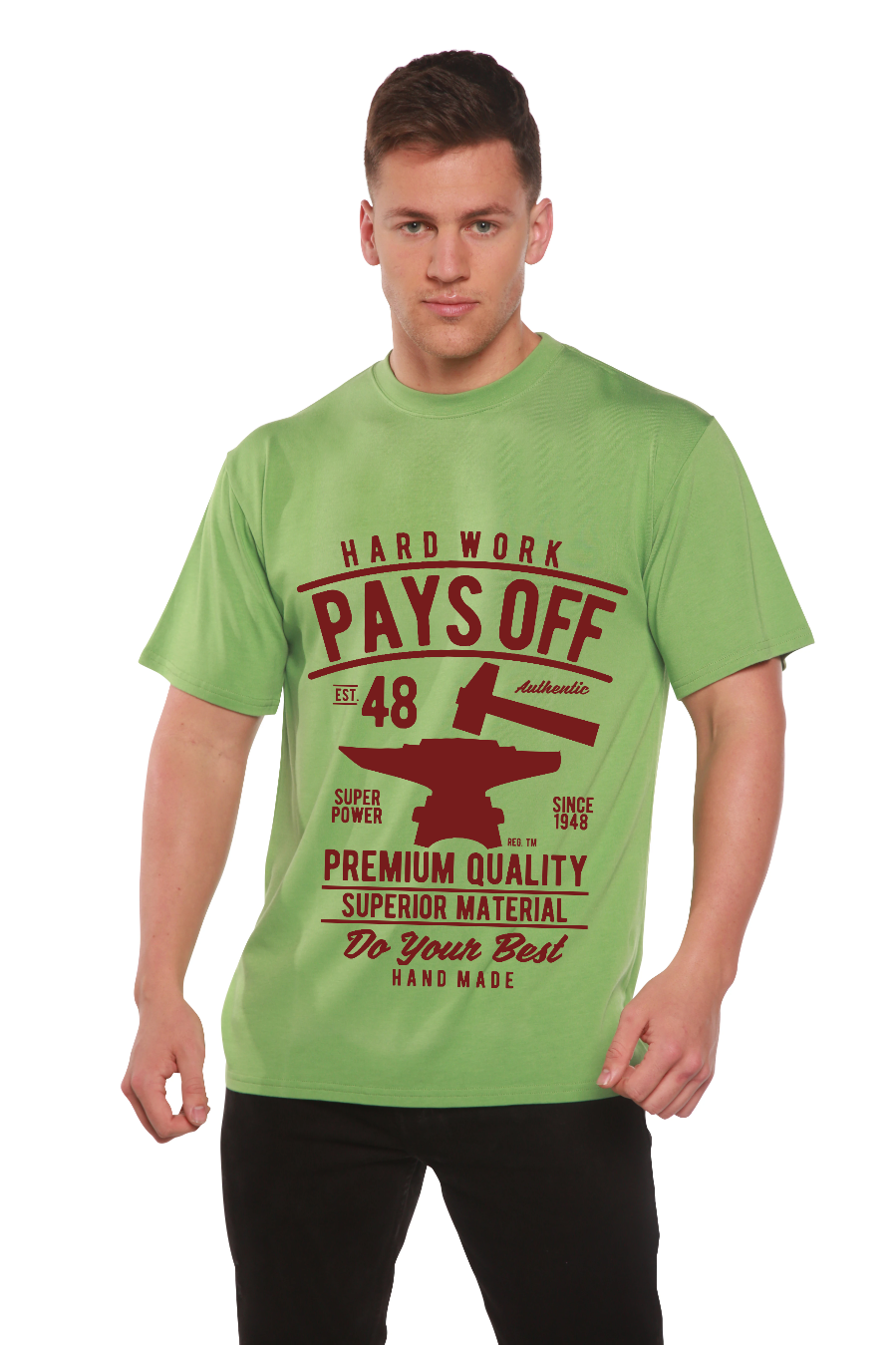 Hard Work Pays Men's Bamboo Viscose/Organic Cotton Short Sleeve Graphic T-Shirt - The7Letter