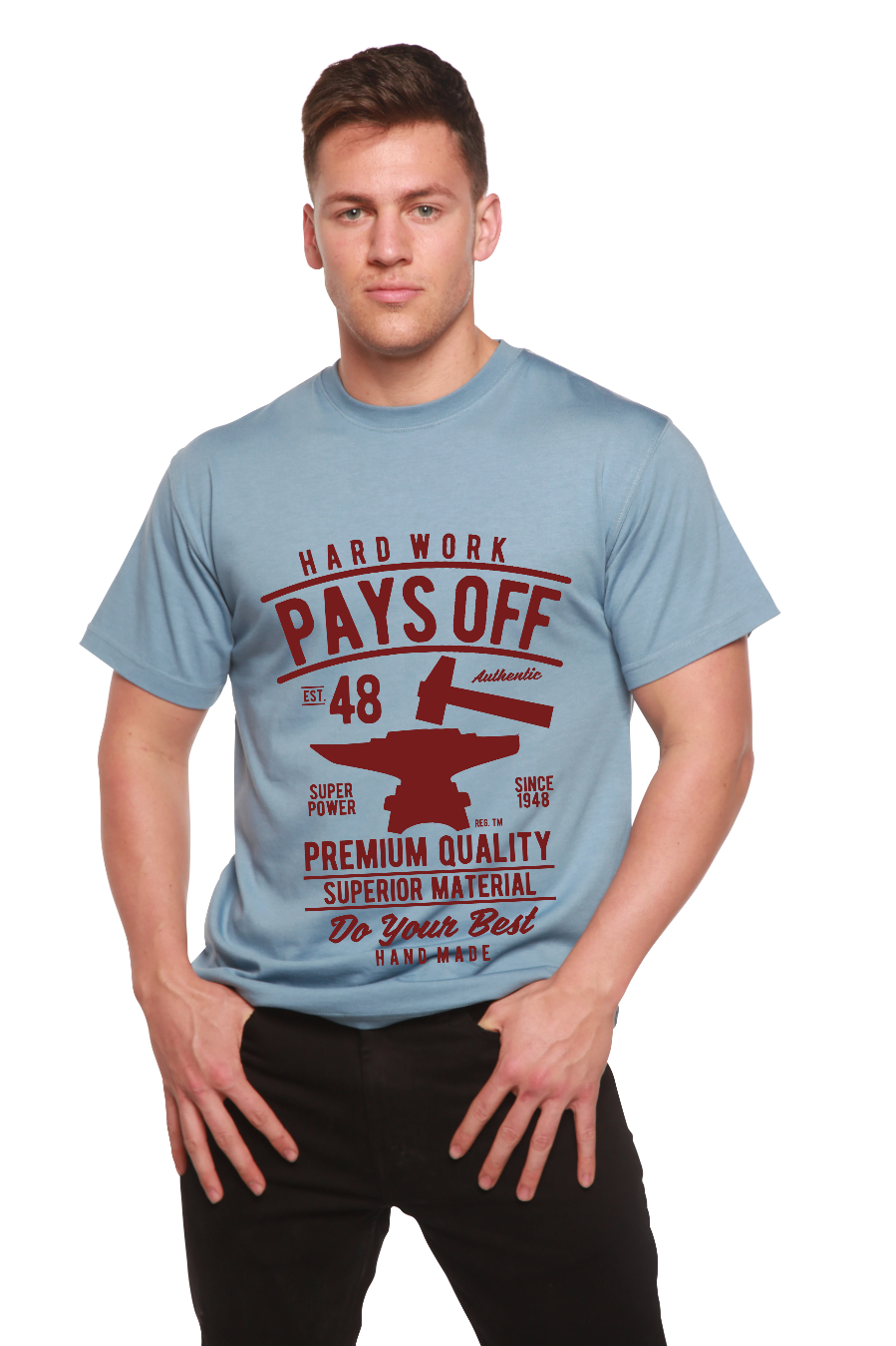 Hard Work Pays Men's Bamboo Viscose/Organic Cotton Short Sleeve Graphic T-Shirt - The7Letter