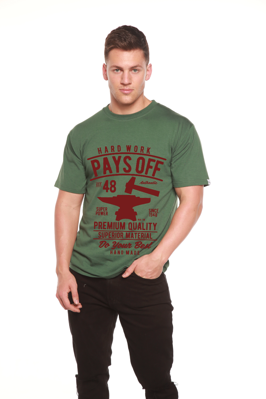 Hard Work Pays Men's Bamboo Viscose/Organic Cotton Short Sleeve Graphic T-Shirt - The7Letter