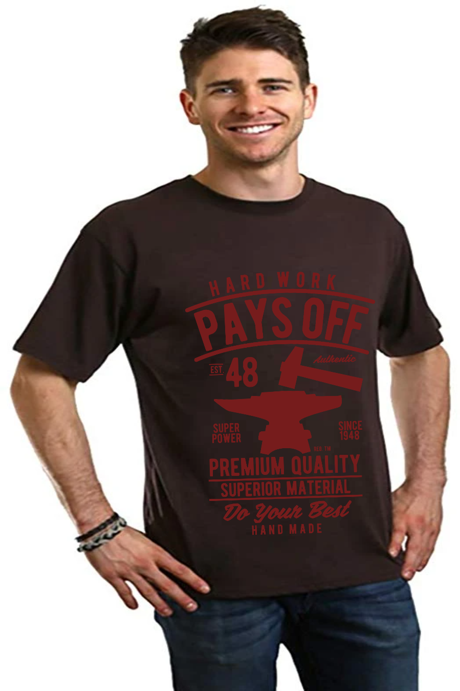 Hard Work Pays Men's Bamboo Viscose/Organic Cotton Short Sleeve Graphic T-Shirt - The7Letter