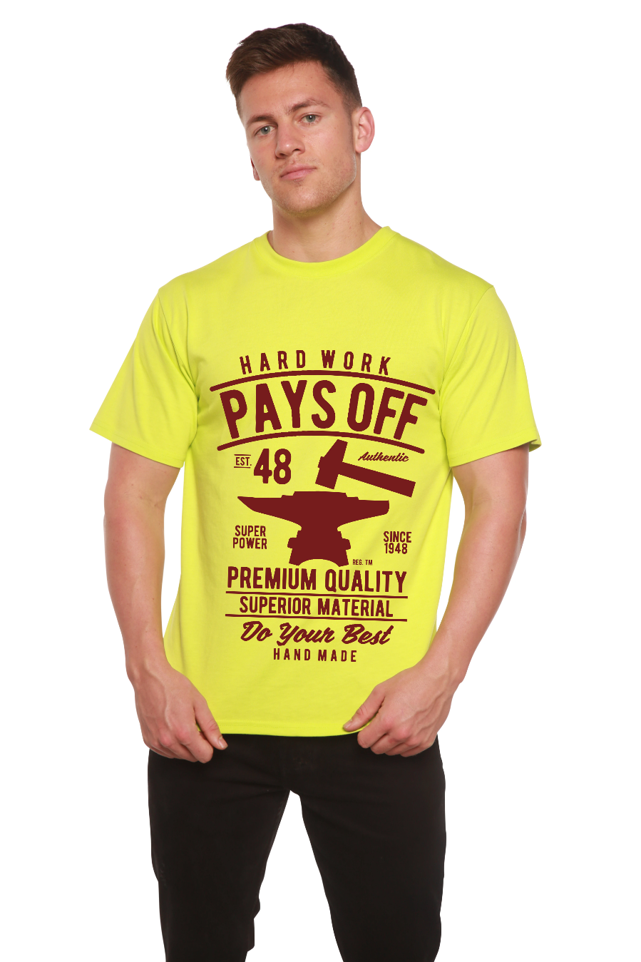 Hard Work Pays Men's Bamboo Viscose/Organic Cotton Short Sleeve Graphic T-Shirt - The7Letter