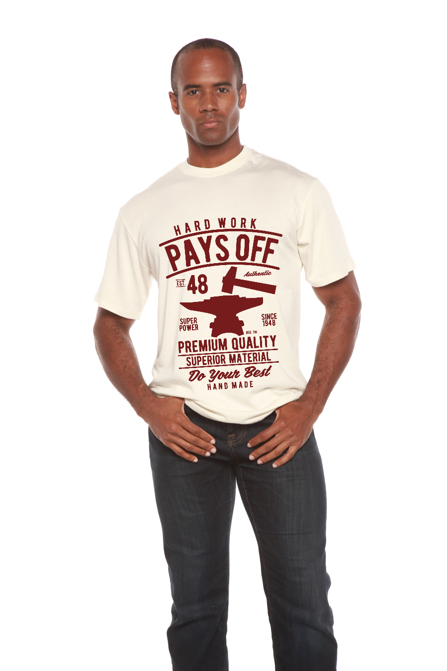 Hard Work Pays Men's Bamboo Viscose/Organic Cotton Short Sleeve Graphic T-Shirt - The7Letter