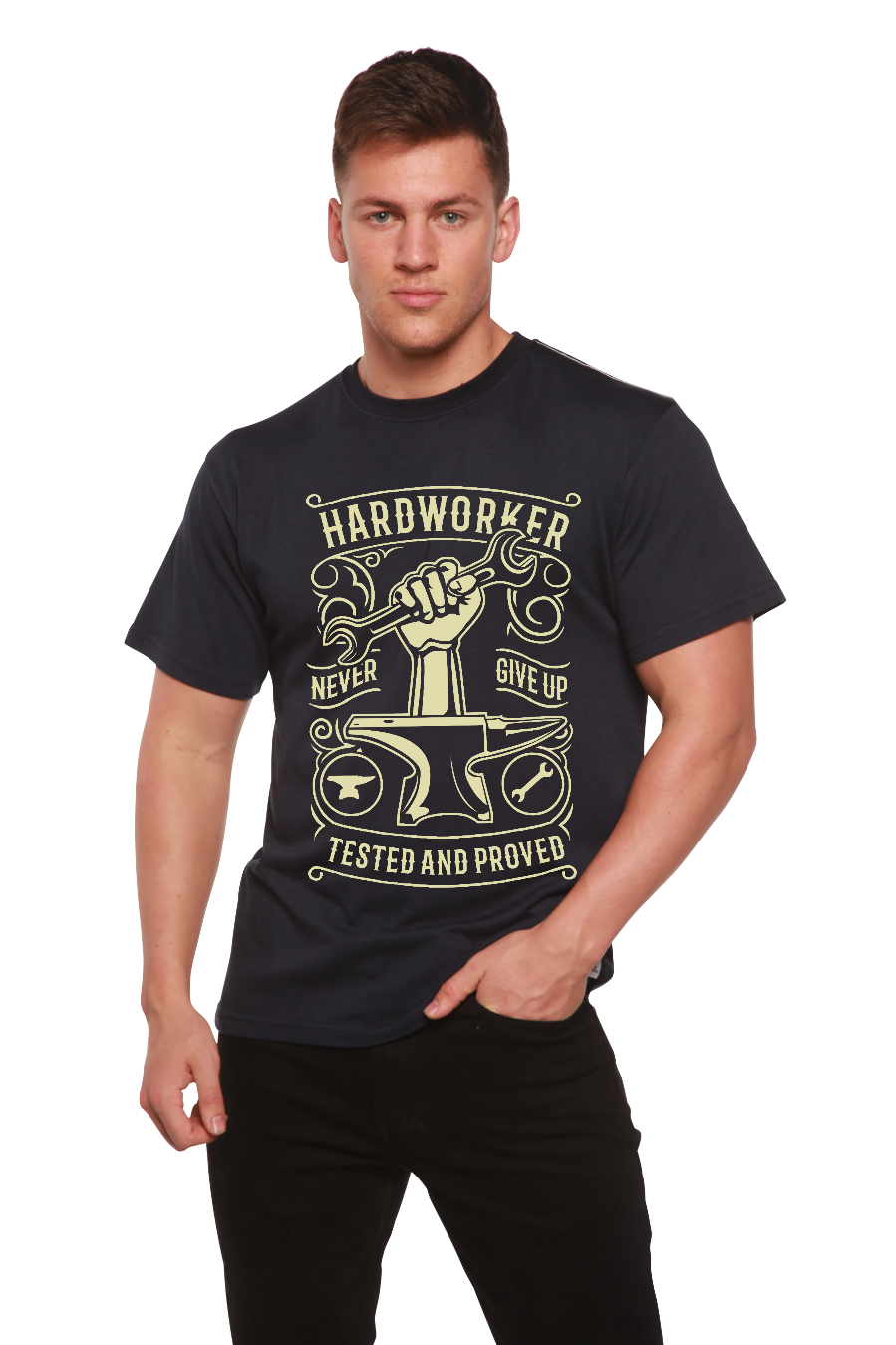 Hard Worker Men's Bamboo Viscose/Organic Cotton Short Sleeve Graphic T-Shirt - The7Letter