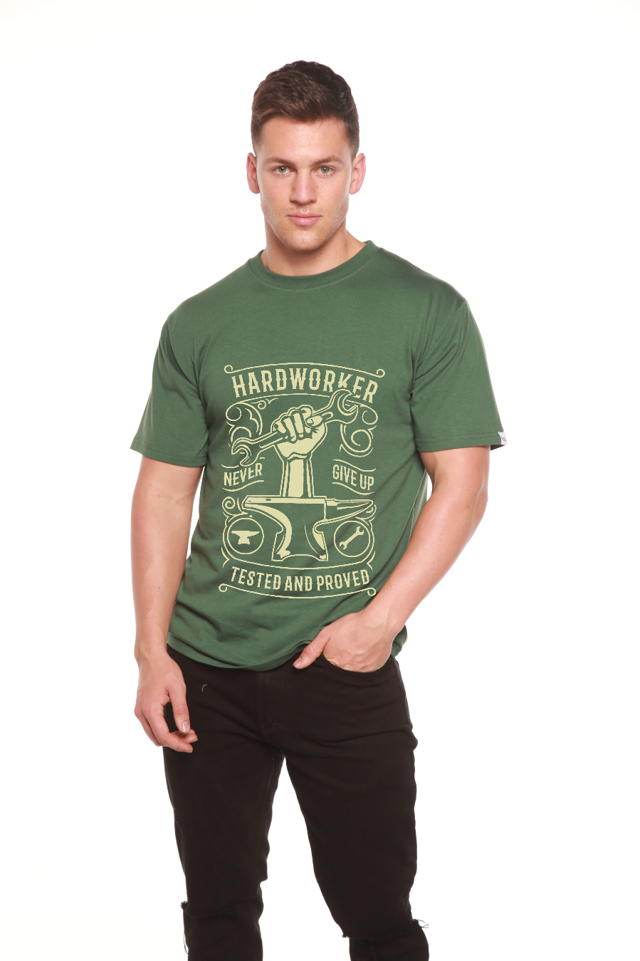 Hard Worker Men's Bamboo Viscose/Organic Cotton Short Sleeve Graphic T-Shirt - The7Letter