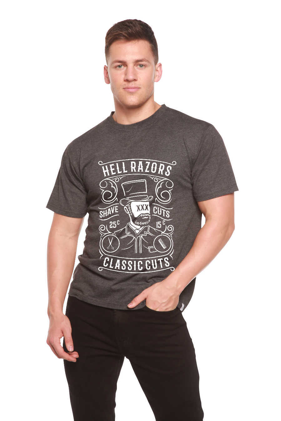 Hell Razors Men's Bamboo Viscose/Organic Cotton Short Sleeve Graphic T-Shirt - The7Letter