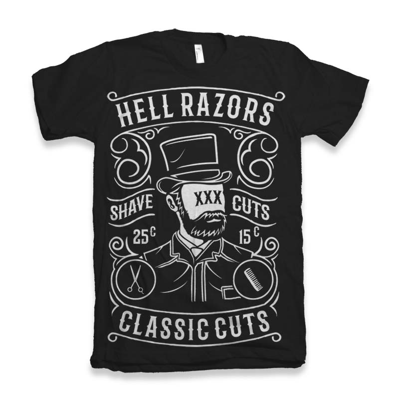 Hell Razors Men's Bamboo Viscose/Organic Cotton Short Sleeve Graphic T-Shirt - The7Letter
