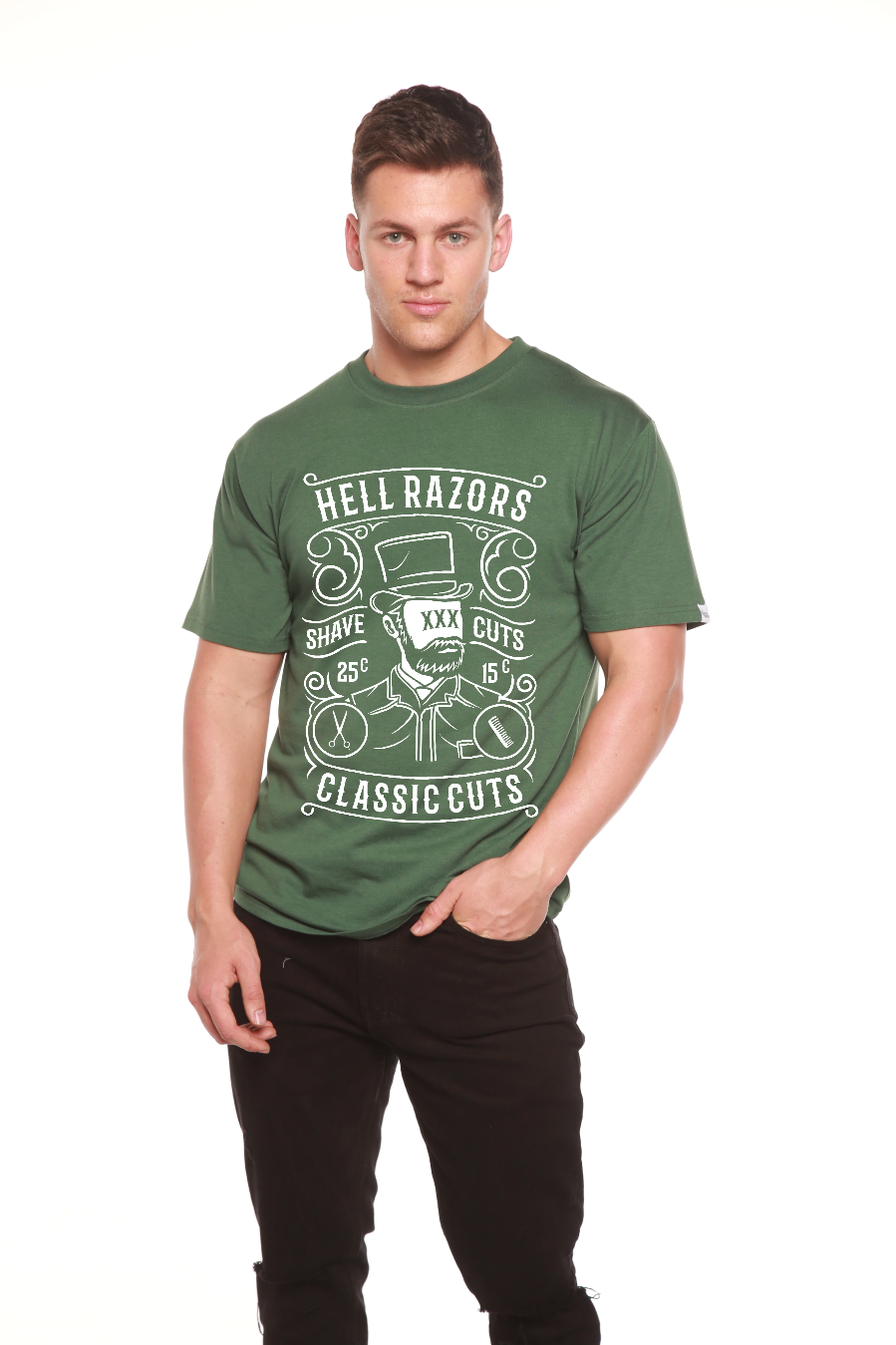 Hell Razors Men's Bamboo Viscose/Organic Cotton Short Sleeve Graphic T-Shirt - The7Letter