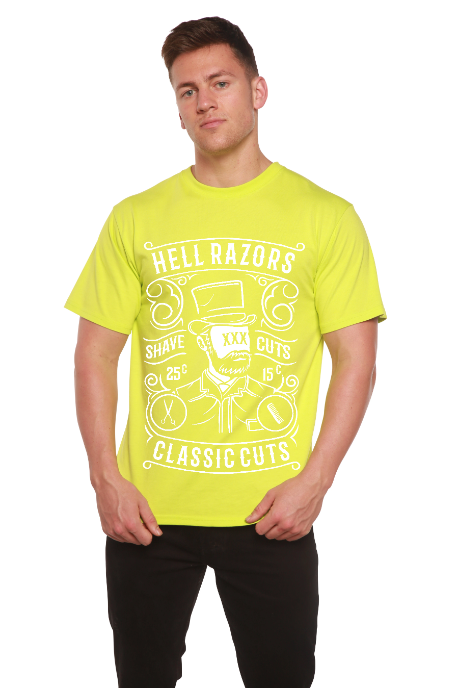Hell Razors Men's Bamboo Viscose/Organic Cotton Short Sleeve Graphic T-Shirt - The7Letter