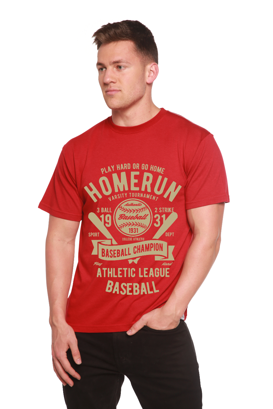 Homerun Baseball Men's Bamboo Viscose/Organic Cotton Short Sleeve Graphic T-Shirt - The7Letter