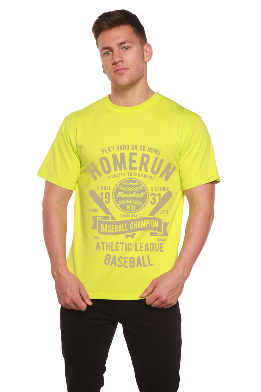 Homerun Baseball Men's Bamboo Viscose/Organic Cotton Short Sleeve Graphic T-Shirt - The7Letter