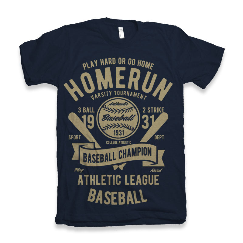 Homerun Baseball Men's Bamboo Viscose/Organic Cotton Short Sleeve Graphic T-Shirt - The7Letter