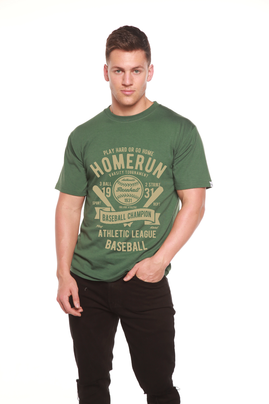 Homerun Baseball Men's Bamboo Viscose/Organic Cotton Short Sleeve Graphic T-Shirt - The7Letter