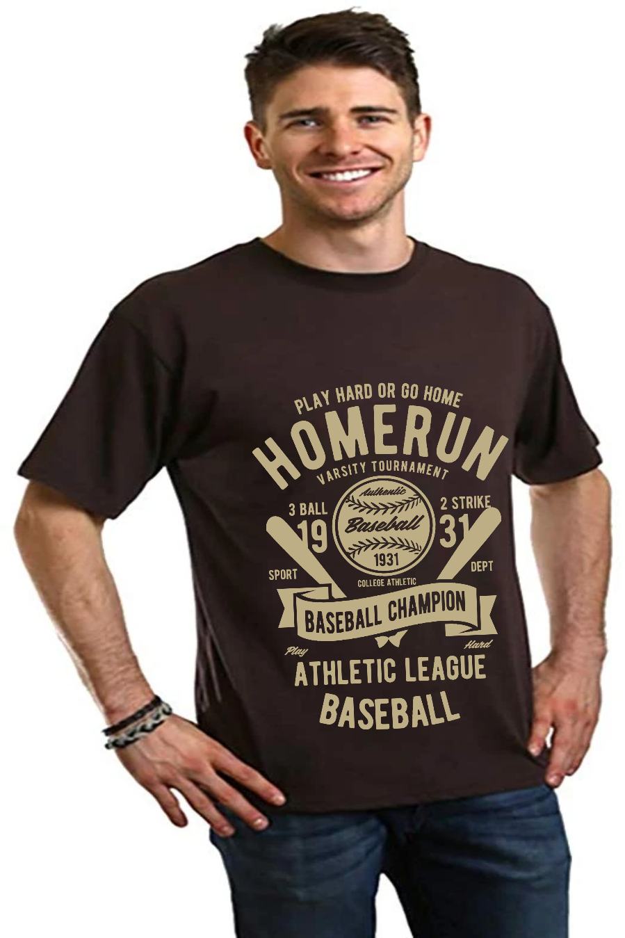 Homerun Baseball Men's Bamboo Viscose/Organic Cotton Short Sleeve Graphic T-Shirt - The7Letter
