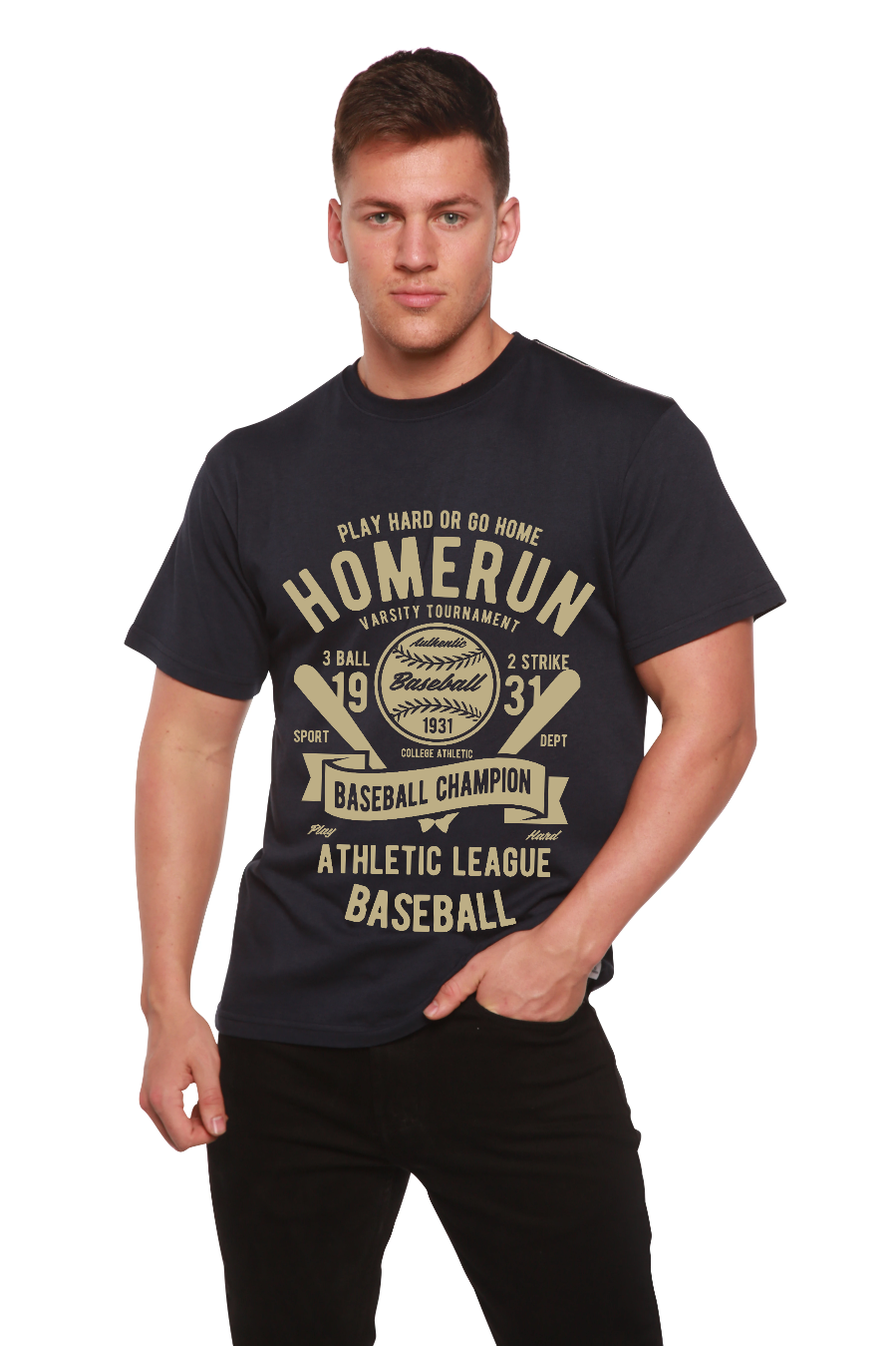 Homerun Baseball Men's Bamboo Viscose/Organic Cotton Short Sleeve Graphic T-Shirt - The7Letter