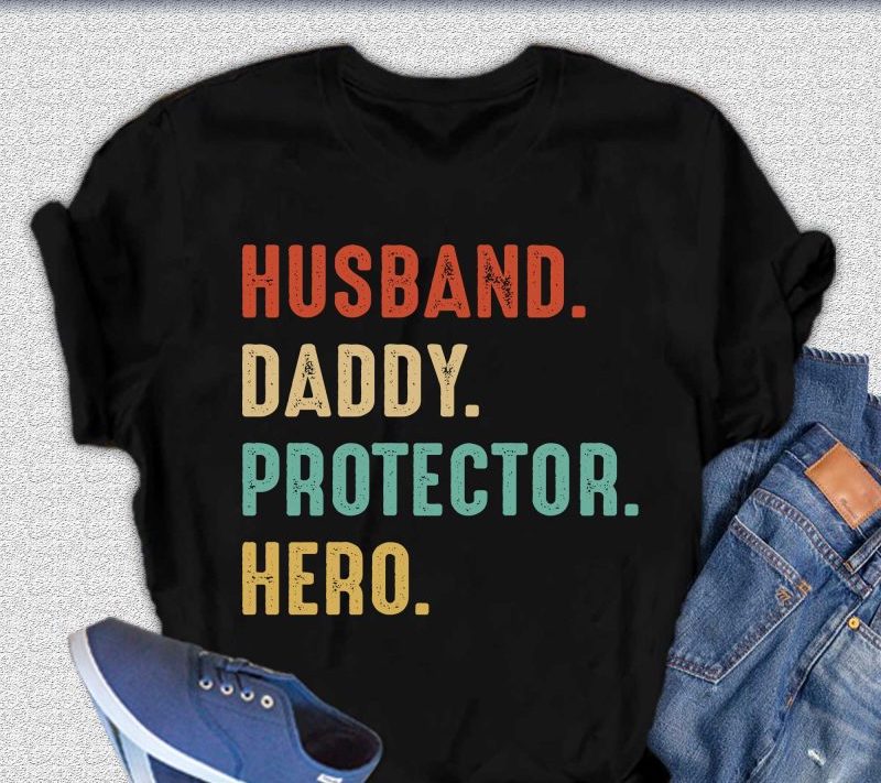Husband, Daddy, Protector, Hero Men's Bamboo Viscose/Organic Cotton Short Sleeve Graphic T-Shirt - The7Letter