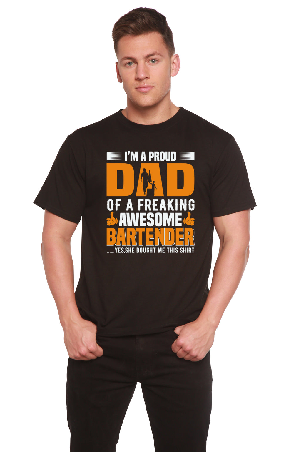 I'm a Proud Dad Men's Bamboo Viscose/Organic Cotton Short Sleeve Graphic T-Shirt - The7Letter