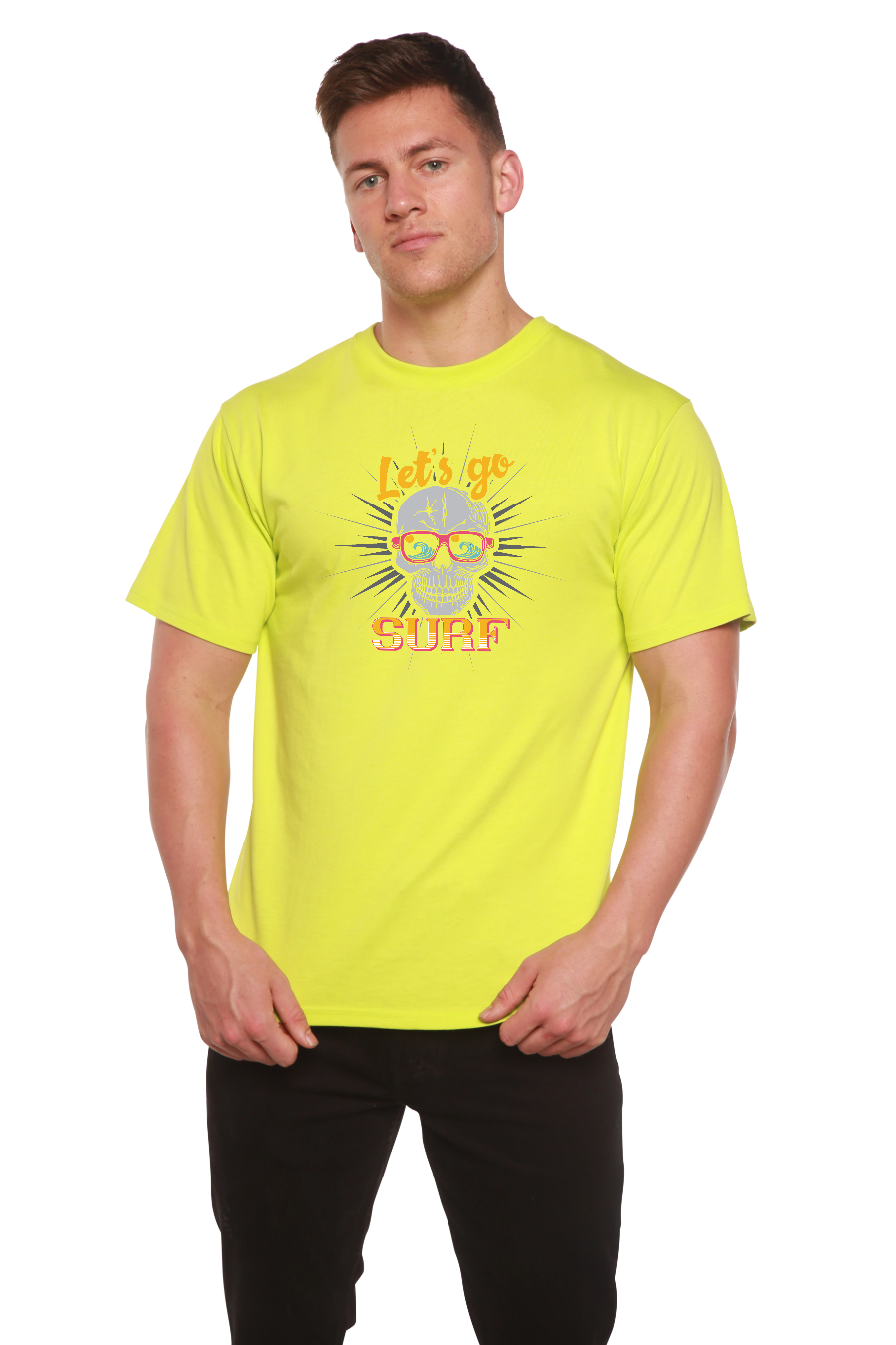 Let`s go SURF Men's Bamboo Viscose/Organic Cotton Short Sleeve Graphic T-Shirt - The7Letter