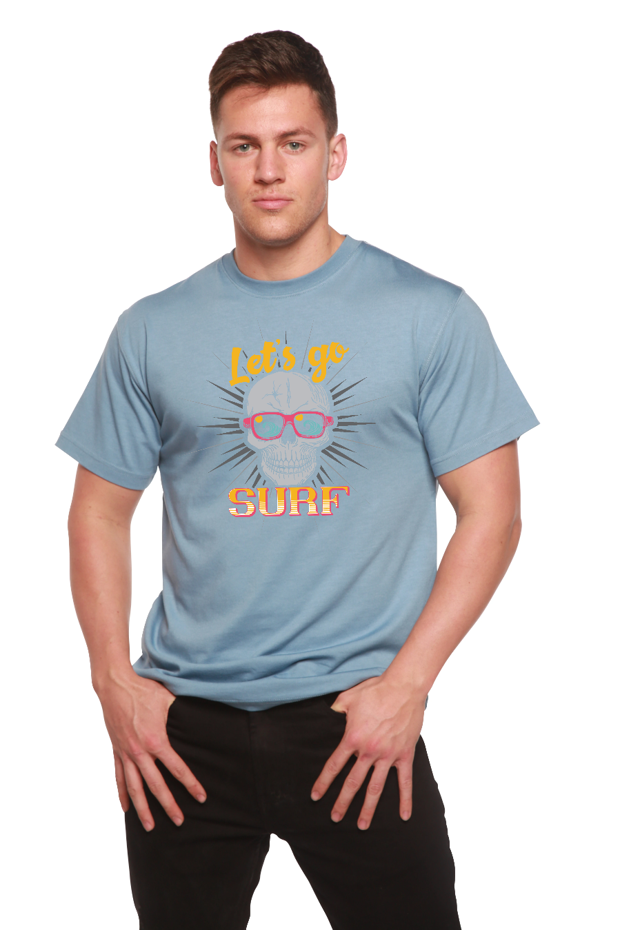 Let`s go SURF Men's Bamboo Viscose/Organic Cotton Short Sleeve Graphic T-Shirt - The7Letter
